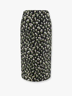 Gucci Crêpe Jacquard Midi Skirt With Floral Pattern