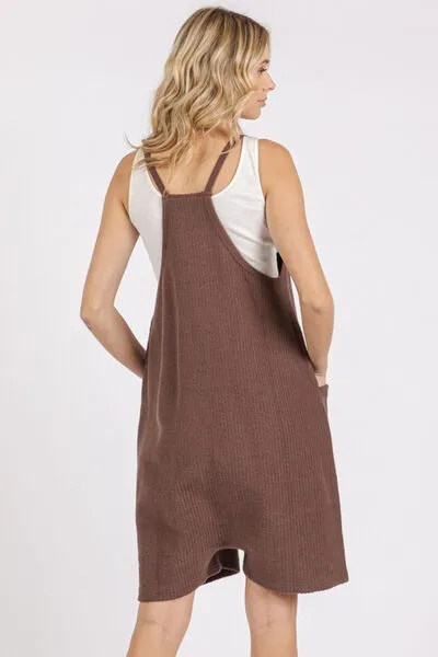 Hazel Blues® |  Mittoshop Scoop Neck Spaghetti Strap Overalls with Pockets