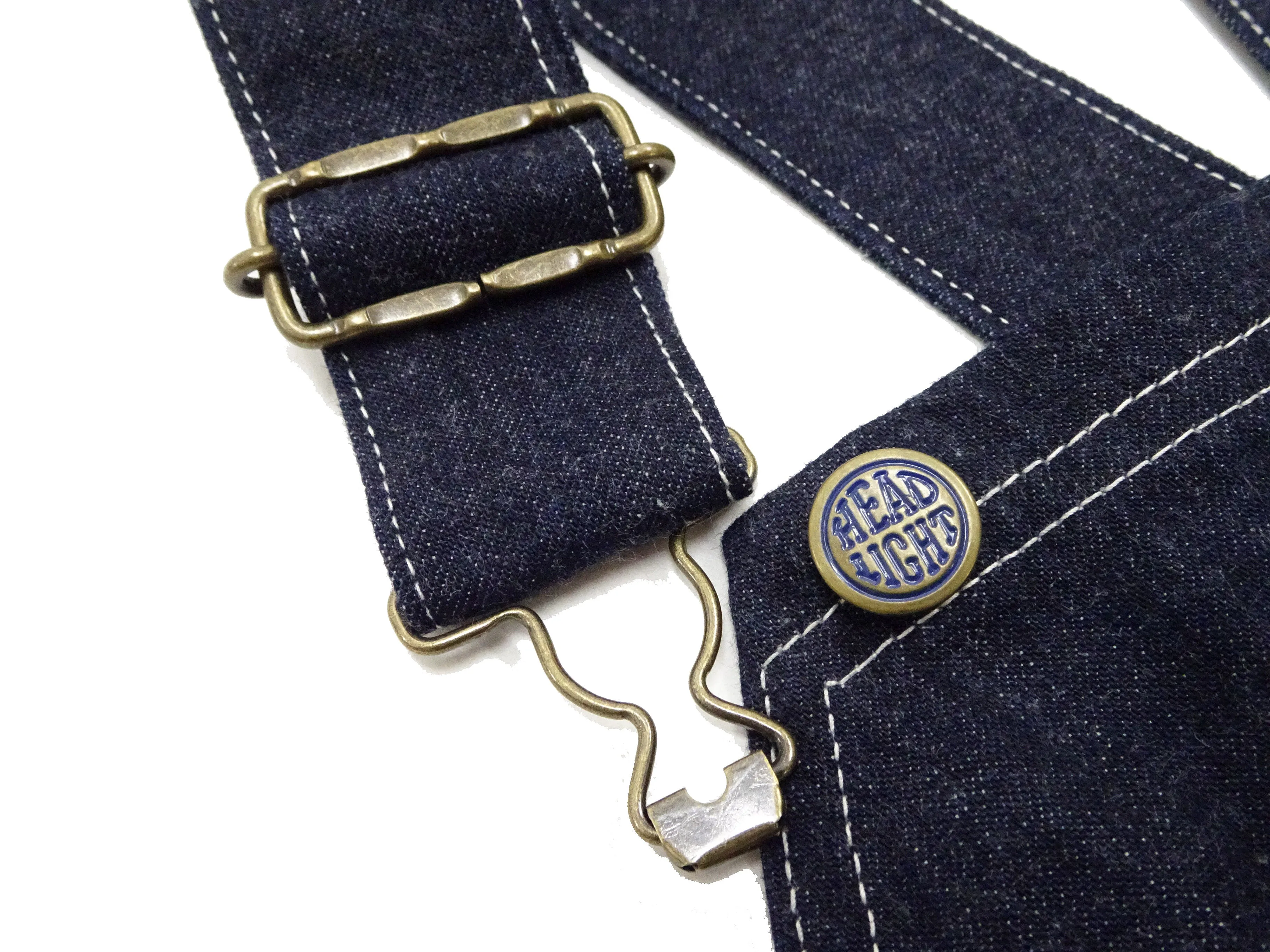 HEADLIGHT Overalls Men's Casual Unlined 11 Oz. Denim Low-back Bib Overalls with X-back Suspender Straps Toyo Enterprises HD42554 421A One-Wash