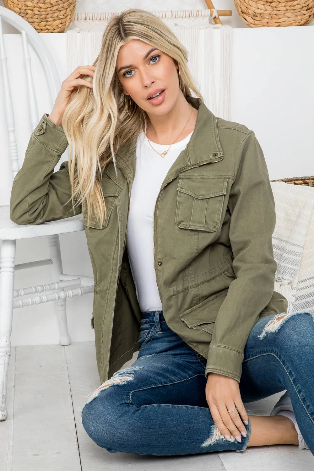 Heavy Twill Garment Washed Anorak Jacket