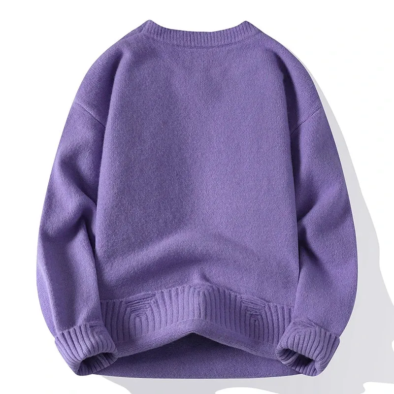 High End Luxury Wool Pull Homme 2024 New Autumn Winter Soft Warm Hole Ripped Sweater Men Pullover Fashion Korean Mens Sweaters
