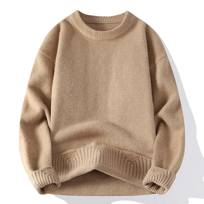 High End Luxury Wool Pull Homme 2024 New Autumn Winter Soft Warm Hole Ripped Sweater Men Pullover Fashion Korean Mens Sweaters
