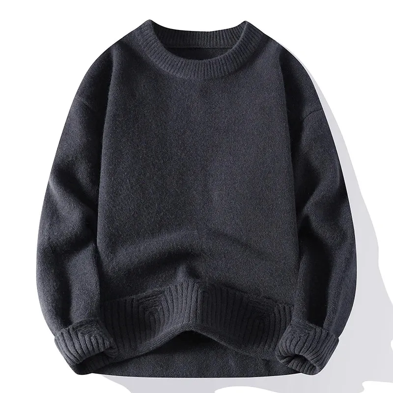High End Luxury Wool Pull Homme 2024 New Autumn Winter Soft Warm Hole Ripped Sweater Men Pullover Fashion Korean Mens Sweaters