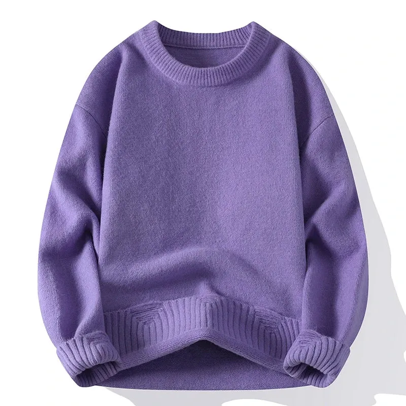 High End Luxury Wool Pull Homme 2024 New Autumn Winter Soft Warm Hole Ripped Sweater Men Pullover Fashion Korean Mens Sweaters