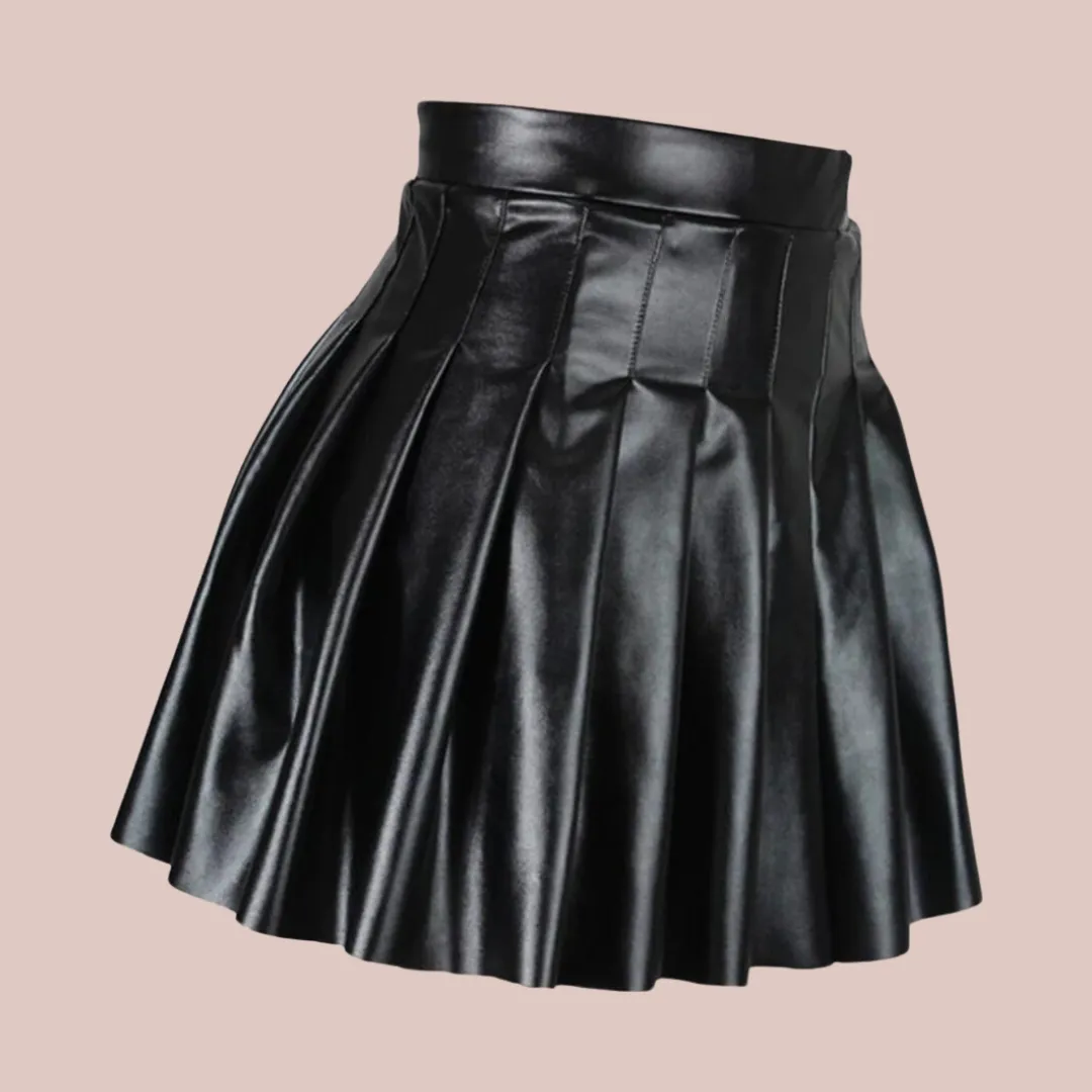 High Waisted Pleated Mini Skirt