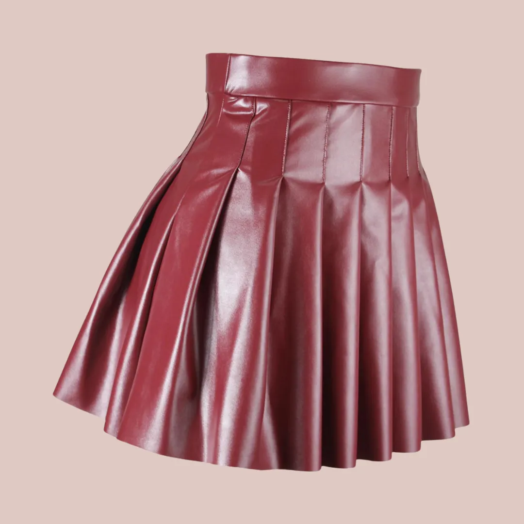 High Waisted Pleated Mini Skirt