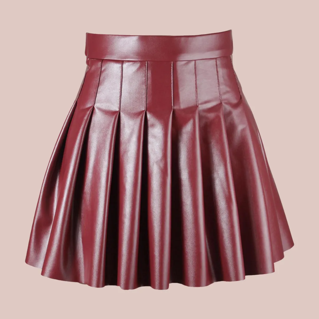 High Waisted Pleated Mini Skirt