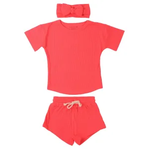 Hot Neon Pink Summer Waffle 3 Piece Set