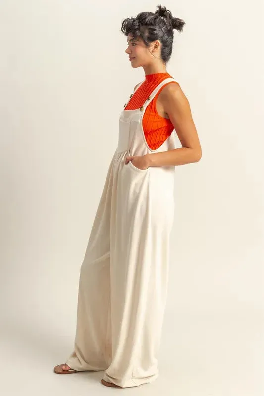 HYFVE Pleated Detail Front Pocket Wide Strap Overalls
