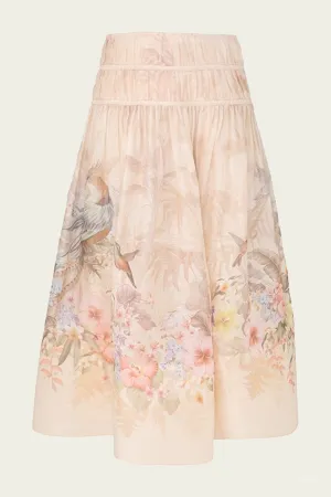 Illuminate Drawn Midi Skirt in Ivory Tropical