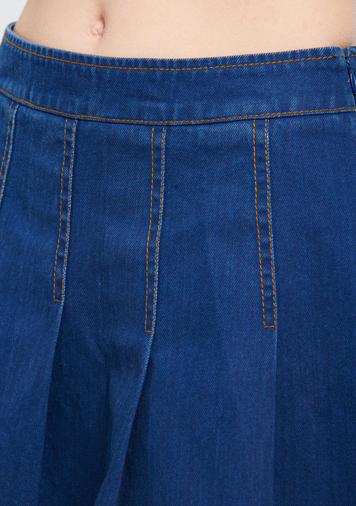 Indigo Pleated Skirt