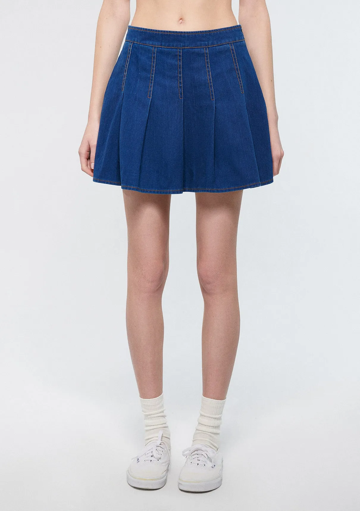 Indigo Pleated Skirt