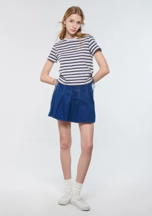 Indigo Pleated Skirt