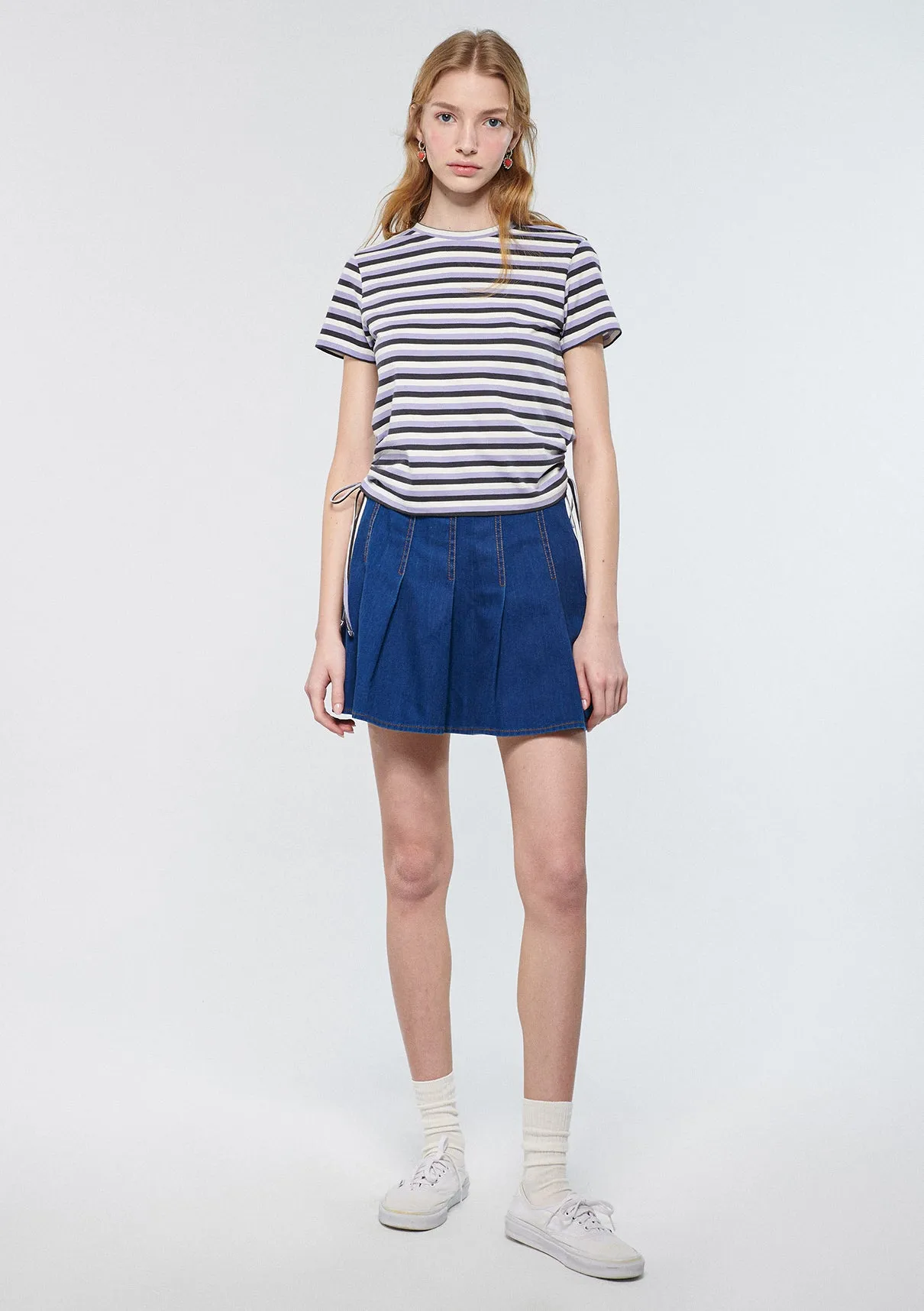 Indigo Pleated Skirt