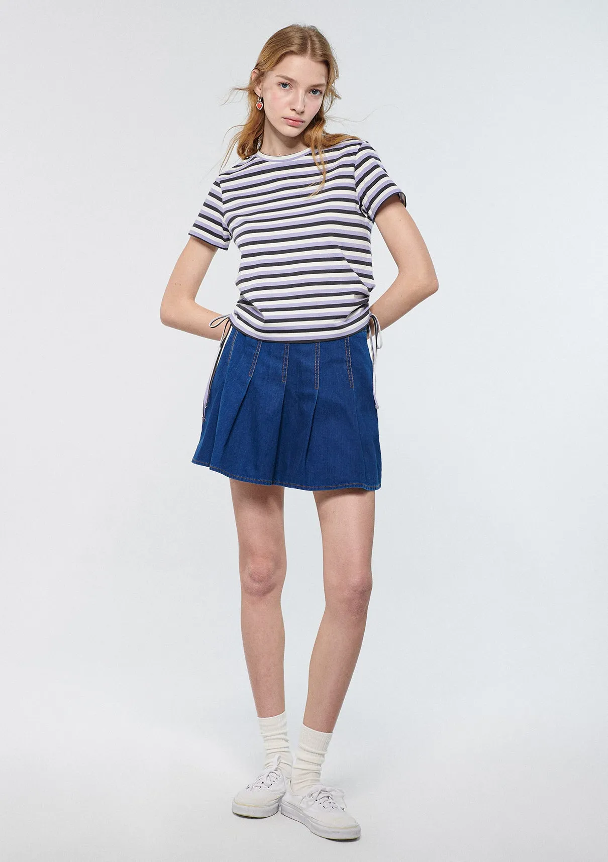 Indigo Pleated Skirt