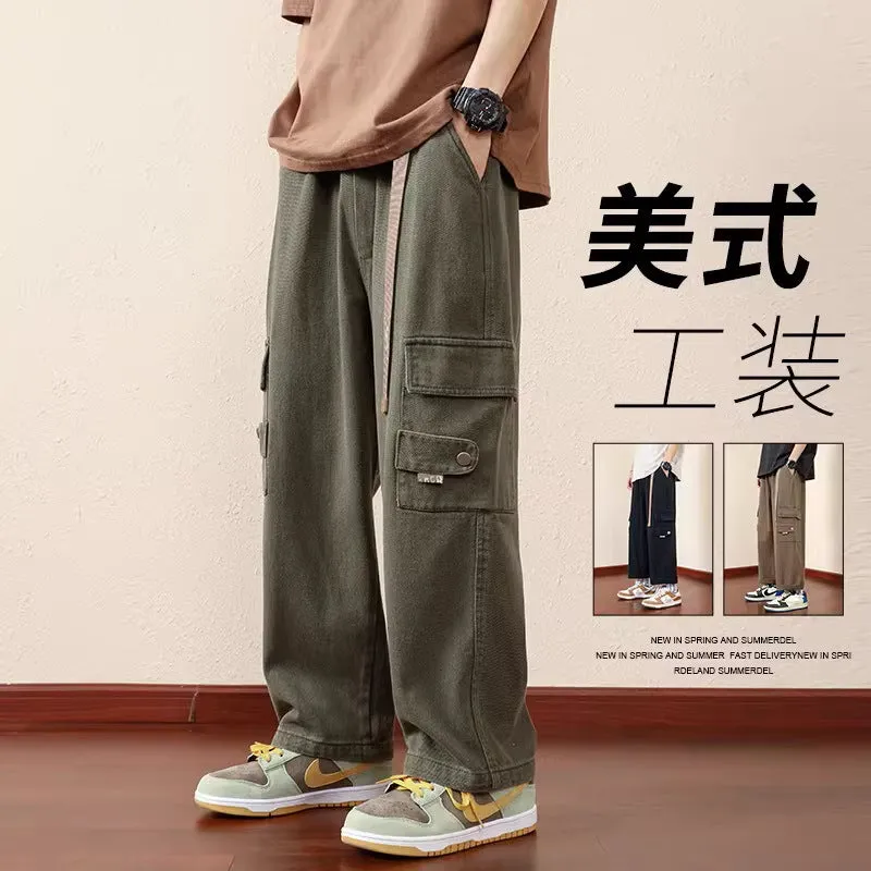 INSTOCK-Straight overalls for men, autumn large size loose casual