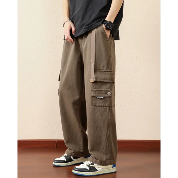 INSTOCK-Straight overalls for men, autumn large size loose casual
