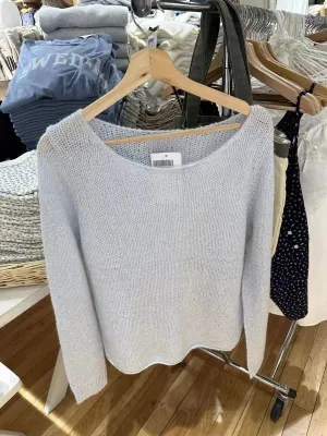 JazzHer New Autumn Beige Thin Transparent Long Sleeve Knitted Sweater With Hollowed Out Solid Color Basic Sheer Knitting Pullovers Top