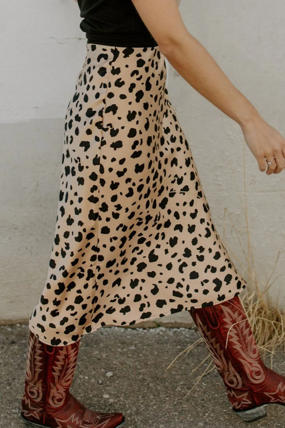 Jetta Slit Printed Midi Skirt