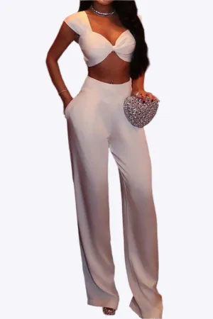 Joanne - Modern Tailored Fit Woman's Solid Top And Trousers Set