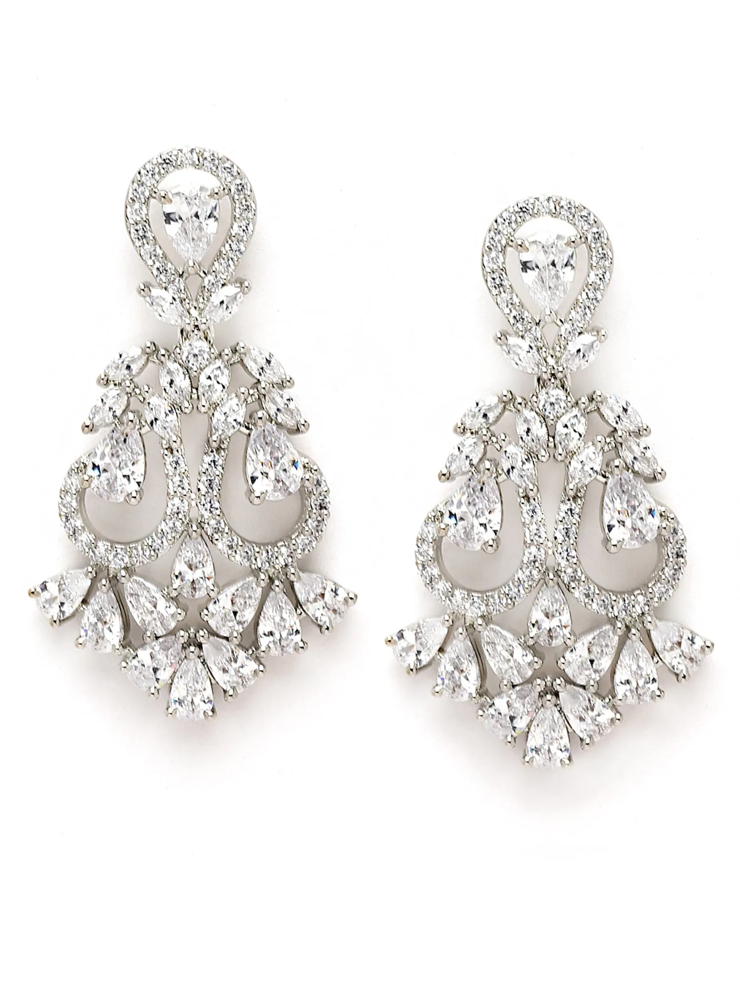 Karatcart Silver Tone American Diamond Studded Necklace Set For Women