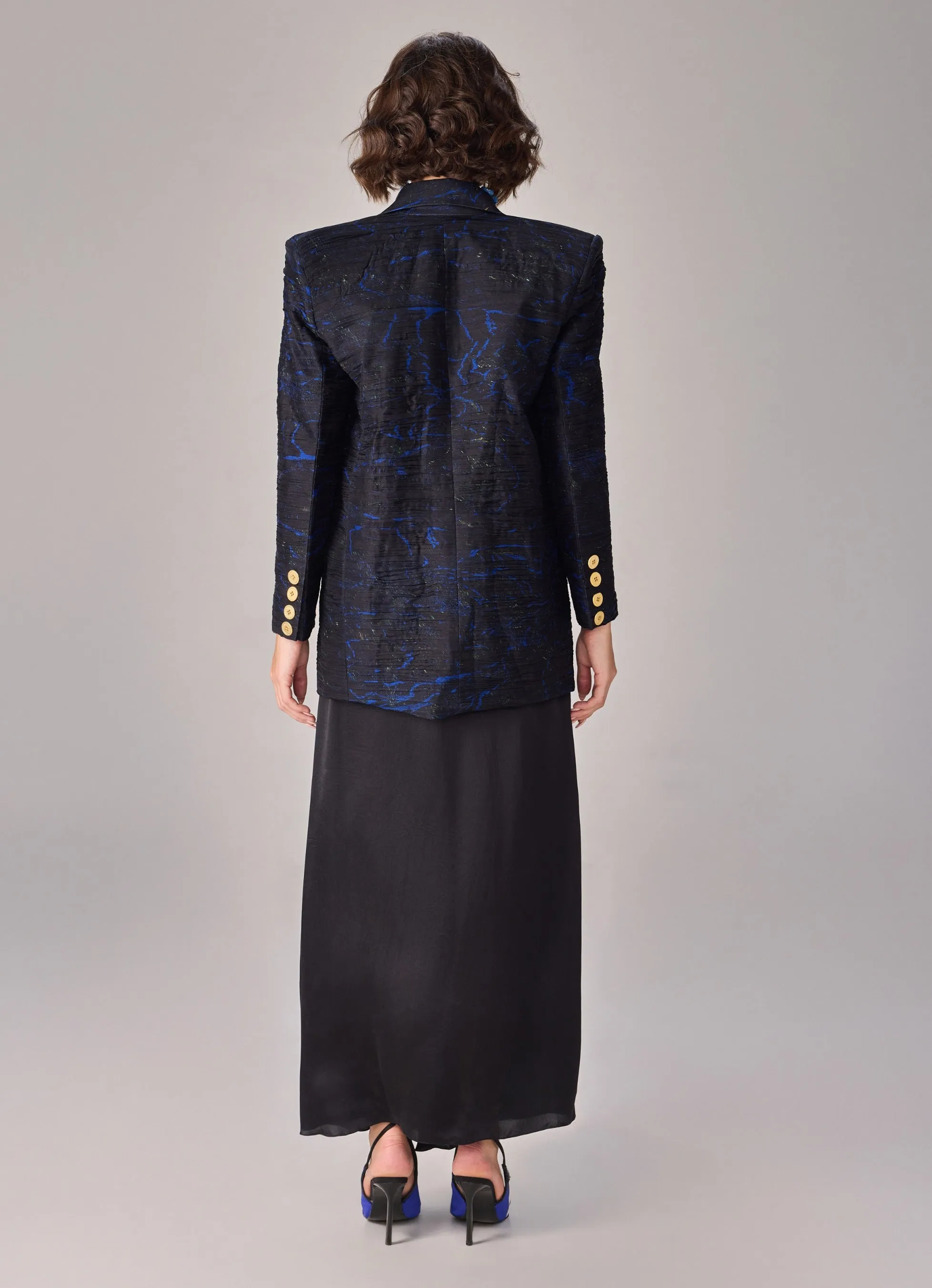 Kellie black blazer, bodysuit and zuri skirt