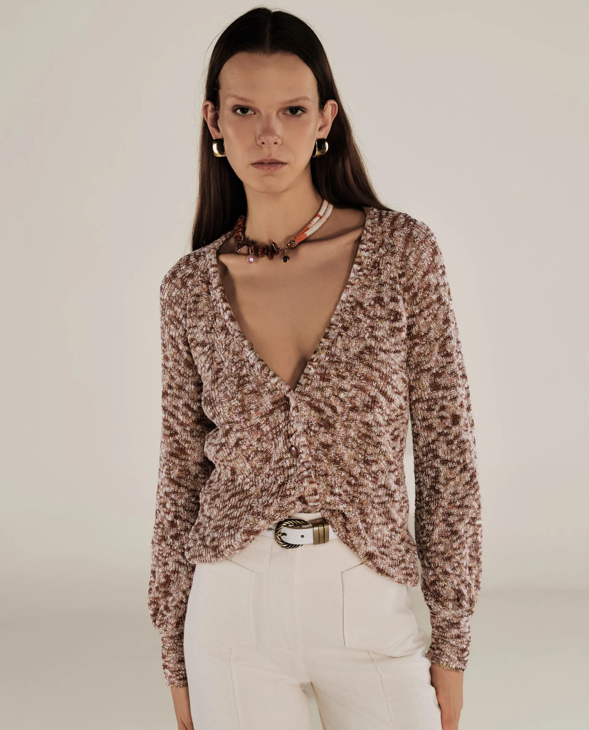 KIARA | Metallic Bronze Relaxed Cardigan