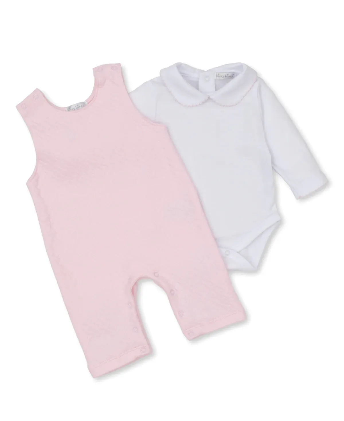 Kissy Kissy Classic Jaquard Pink Dungaree Overalls