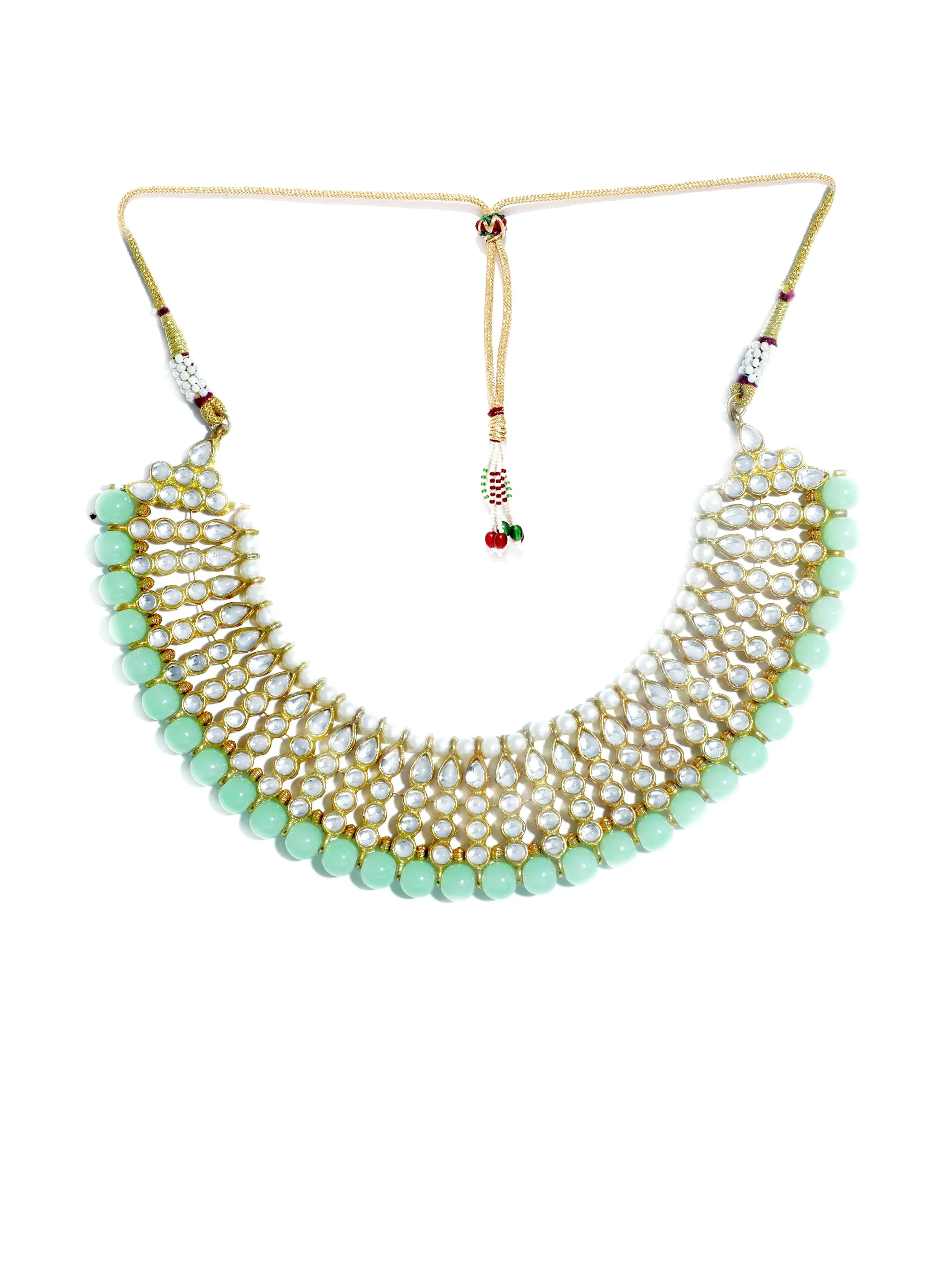 Kundan Lime Green Choker Necklace Set