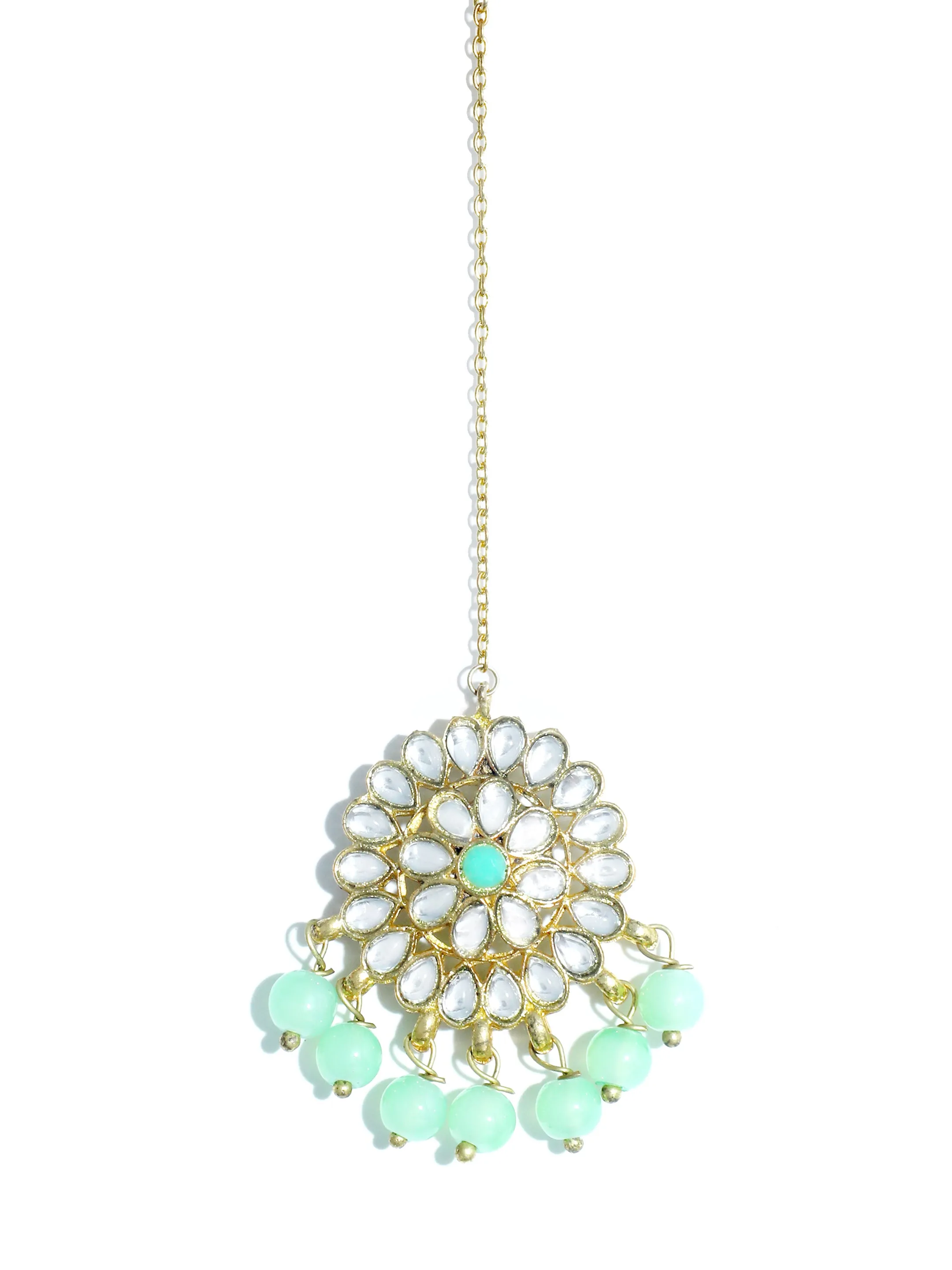 Kundan Lime Green Choker Necklace Set