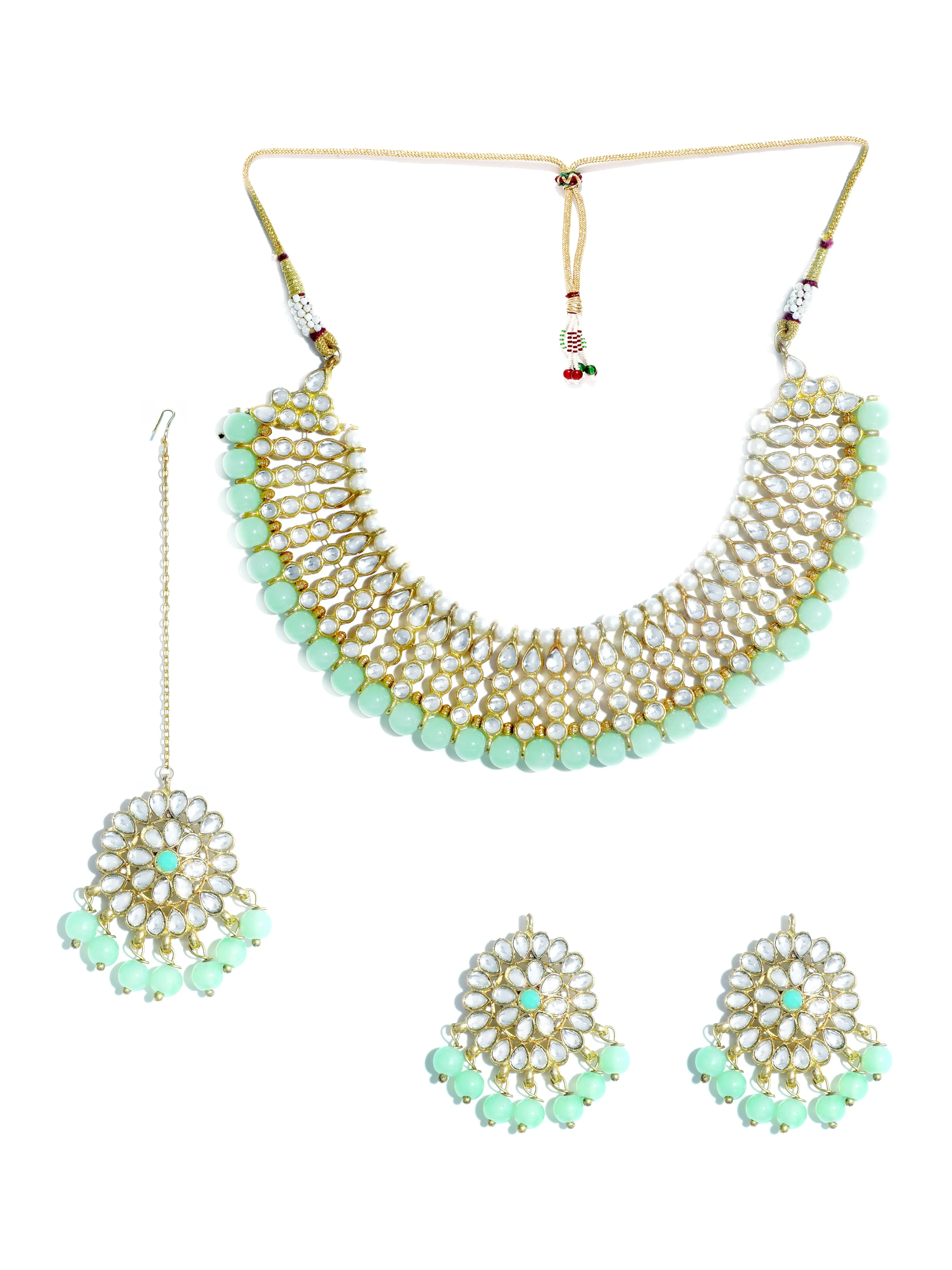 Kundan Lime Green Choker Necklace Set
