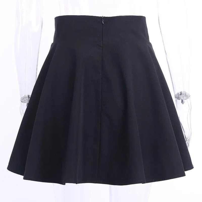 Lace-up Back Zip Ins Pleated mini skirt