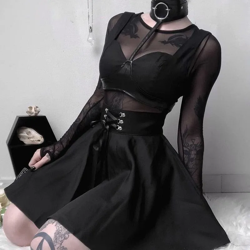 Lace-up Back Zip Ins Pleated mini skirt