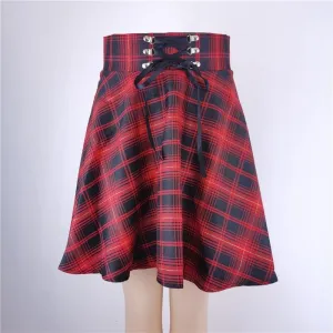 Lace-up Back Zip Ins Pleated mini skirt