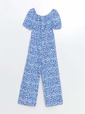LCW Kids White Boat Neck Girl Jumpsuit
