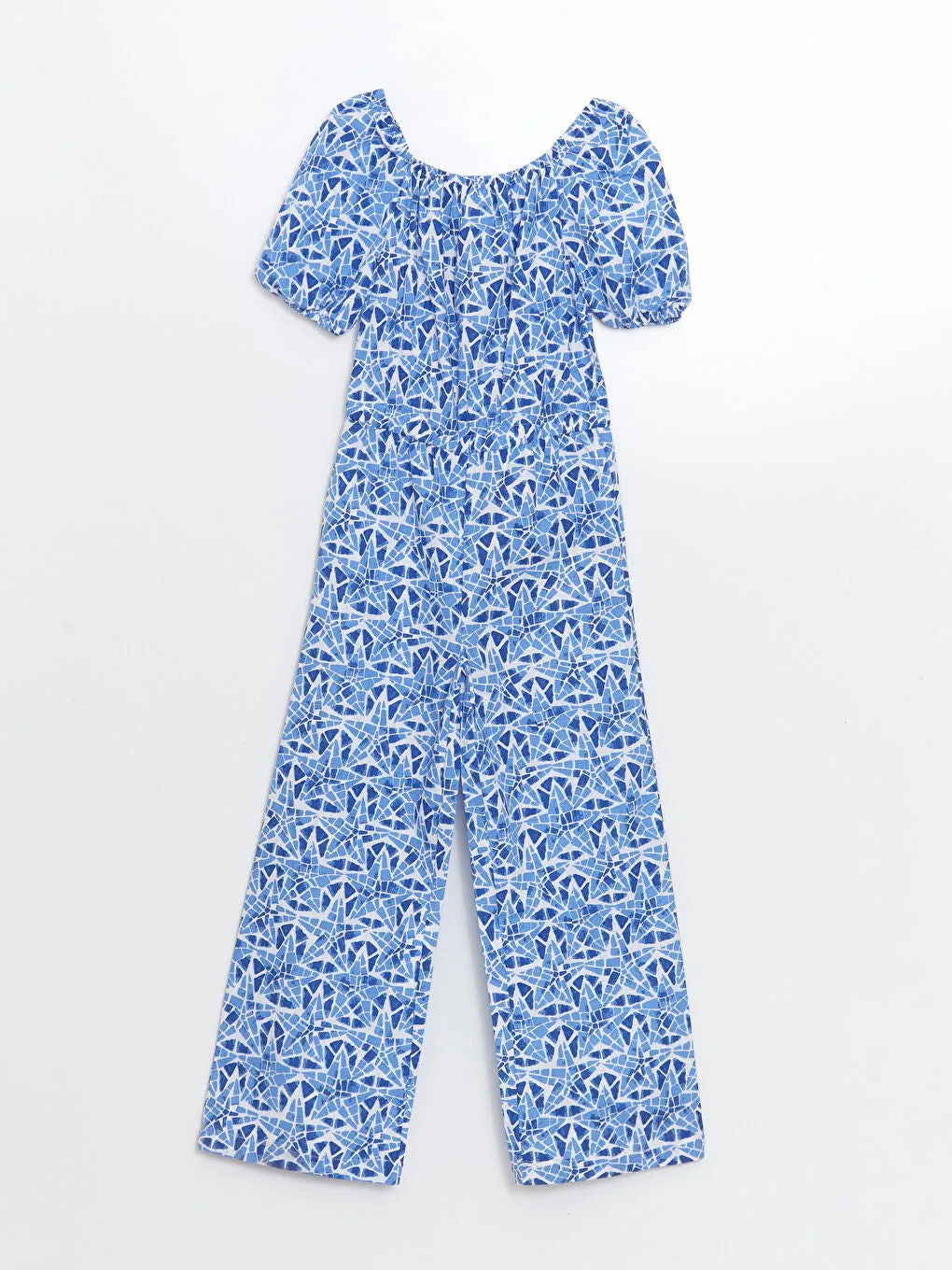 LCW Kids White Boat Neck Girl Jumpsuit