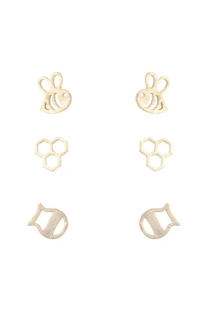 LEA700 - 3 PAIR SET BEE EARRINGS