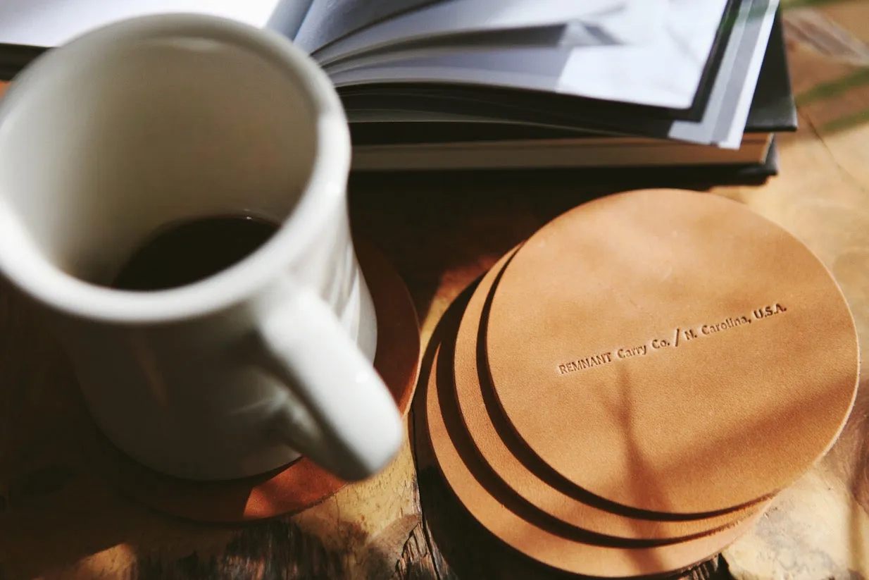 leather coaster set