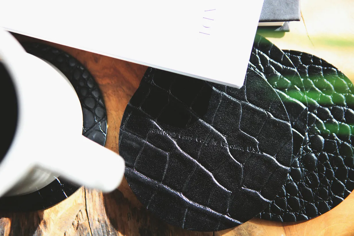 leather coaster set