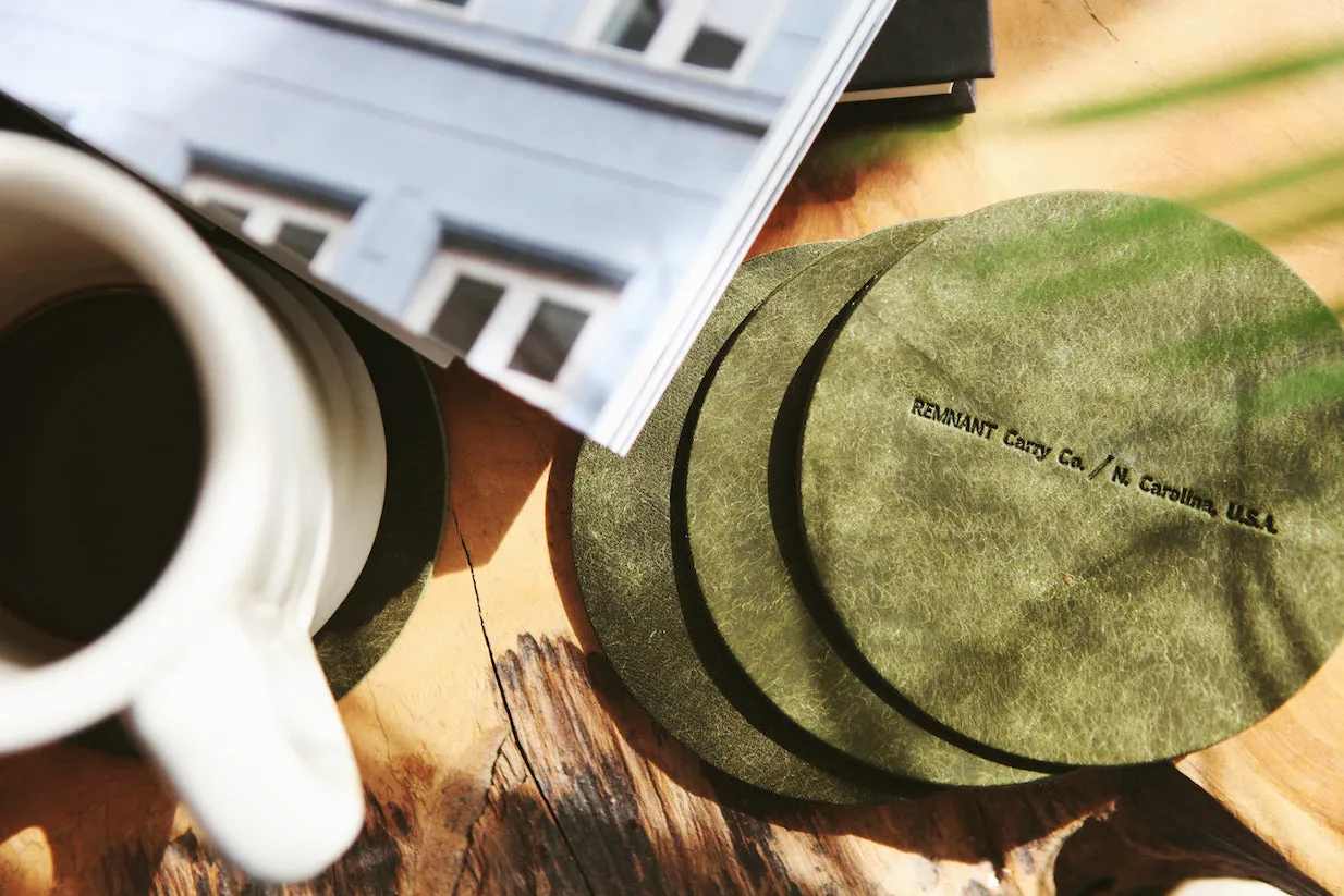 leather coaster set