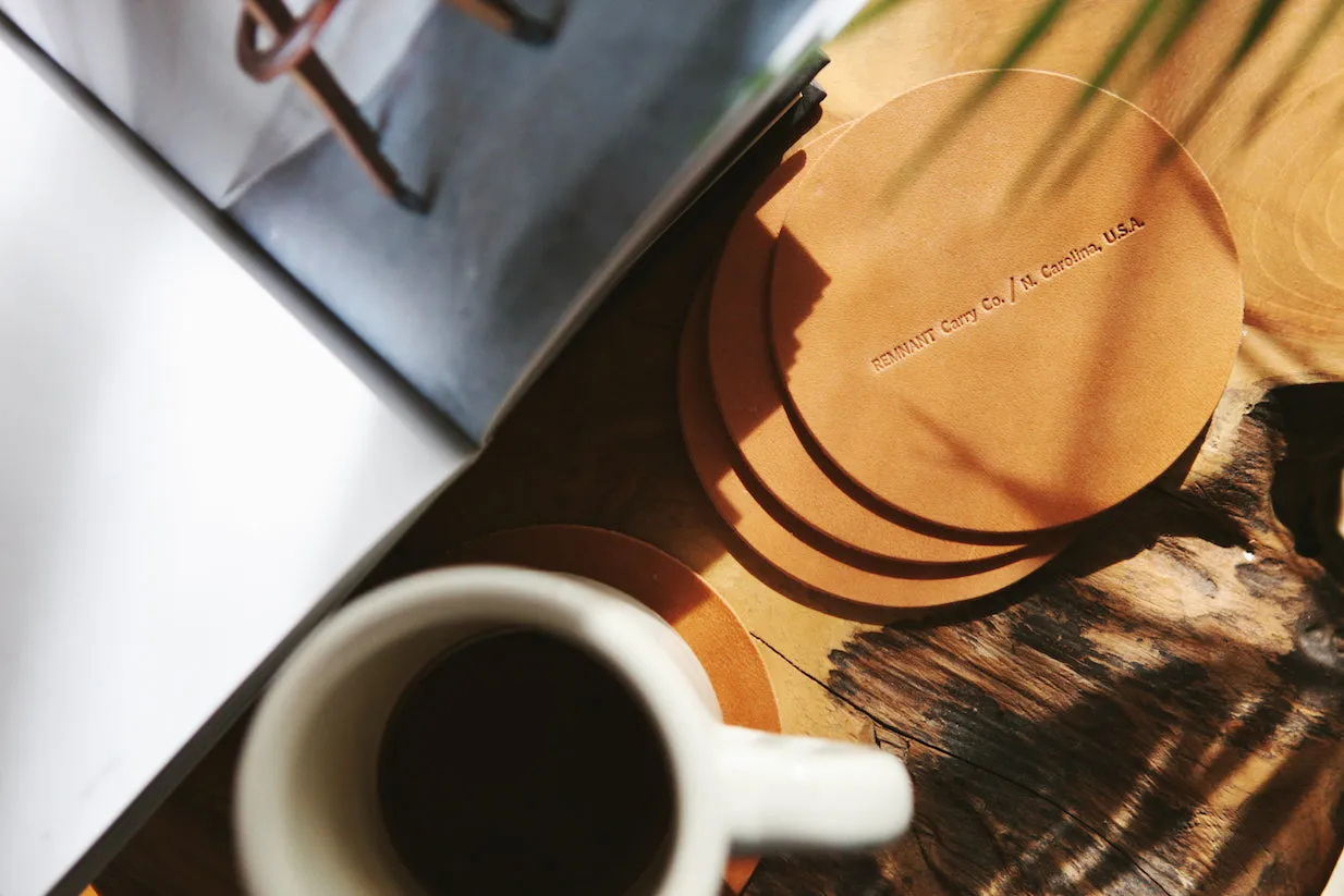 leather coaster set