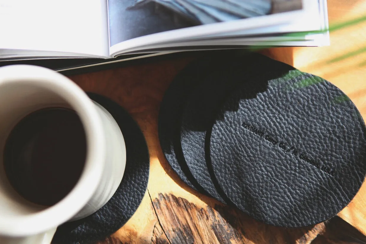 leather coaster set