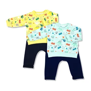 Leaves Print - Sweatshirt and Pants - Set For Baby Girl