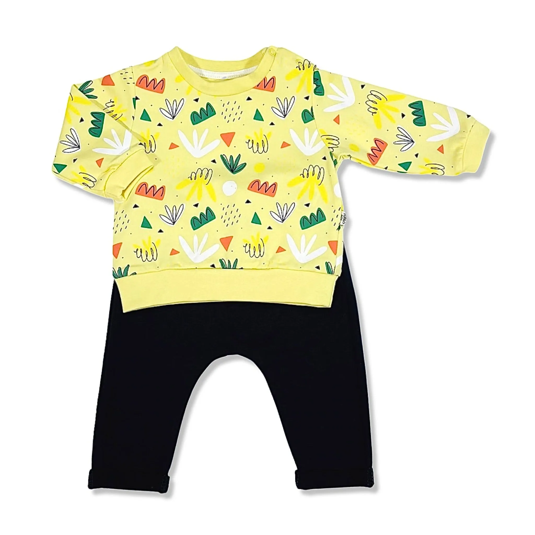 Leaves Print - Sweatshirt and Pants - Set For Baby Girl
