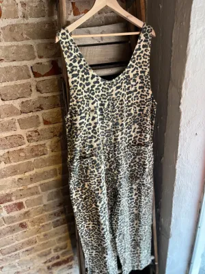 Leopard Print Oversized Overalls