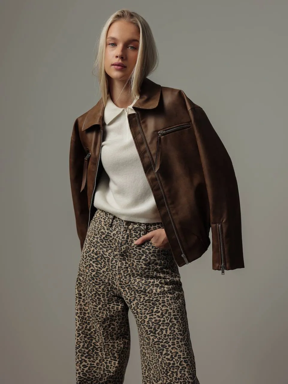 Leopard Print Wide-Leg Pants