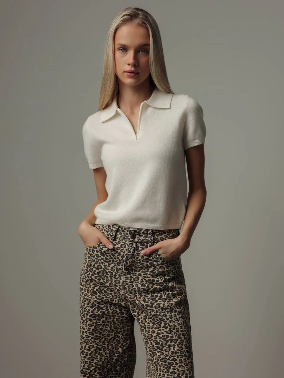 Leopard Print Wide-Leg Pants