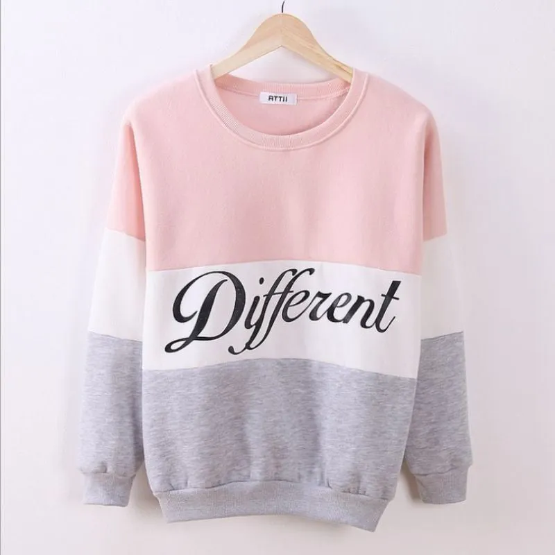 Letter Printed Women Pullover Tops Sweat Shirt Blouse Sweater Thick Tracksuits Sudaderas Y8