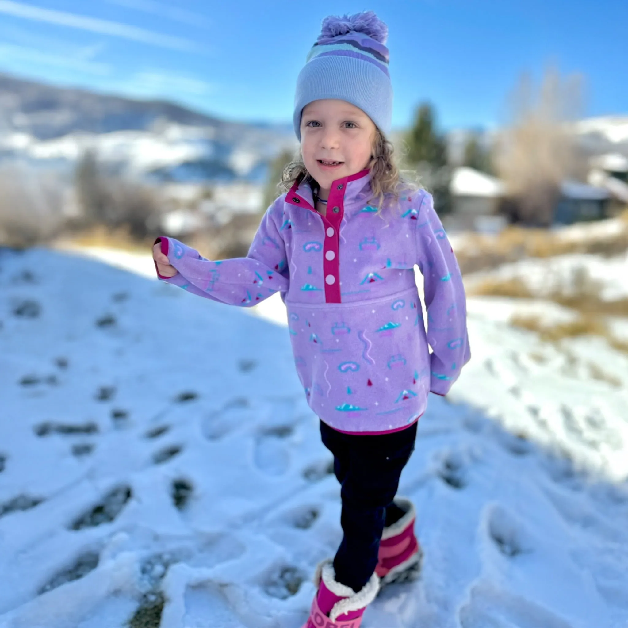 Lifty Fuschia Kids Fleece Quarter Button