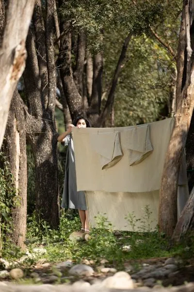 Linen Slumber Solid Bedsheet-Oatmeal